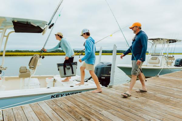 Boaters getting ready to fish on a Key West