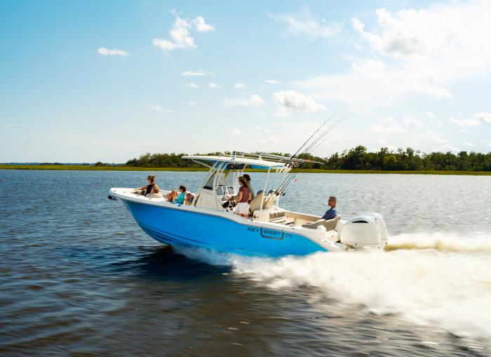 A family enjoying a Key West fishing boat